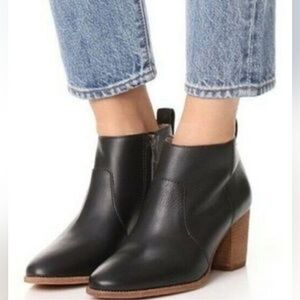 Madewell The Brenner Womens Black Leather Side Zip Ankle Boots Size US 9.5